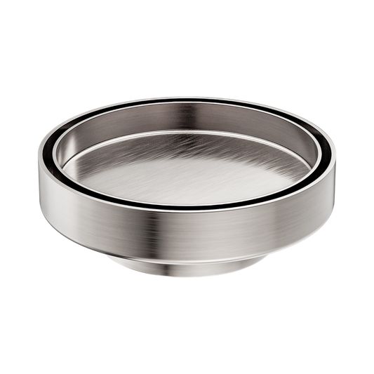 130mm Round Tile Insert Floor Waste 80mm Outlet Brushed Nickel