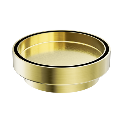 130mm Round Tile Insert Floor Waste 100mm Outlet Brushed Gold
