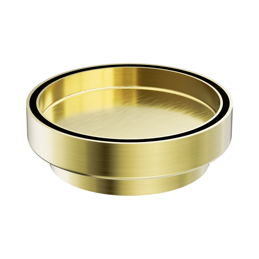 130mm Round Tile Insert Floor Waste 100mm Outlet Brushed Gold