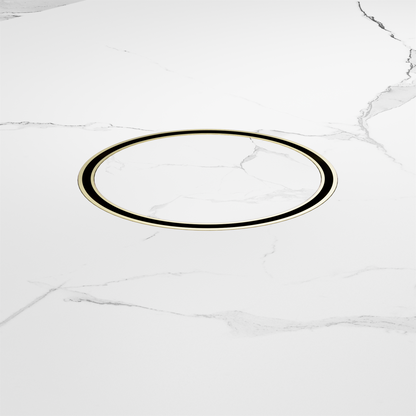 130mm Round Tile Insert Floor Waste 100mm Outlet Brushed Gold