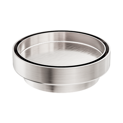 130mm Round Tile Insert Floor Waste 100mm Outlet Brushed Nickel