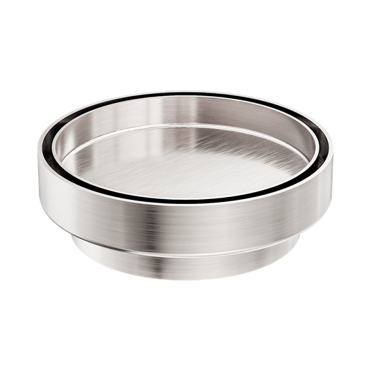 130mm Round Tile Insert Floor Waste 100mm Outlet Brushed Nickel