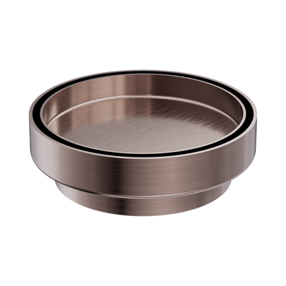 130mm Round Tile Insert Floor Waste 100mm Outlet Brushed Bronze
