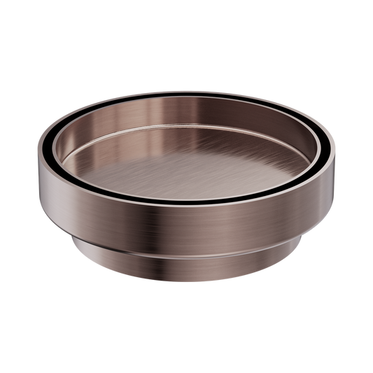 130mm Round Tile Insert Floor Waste 100mm Outlet Brushed Bronze