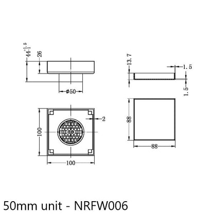 Nero Tile Insert Floor Waste (50mm/100mm Outlet Options)