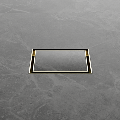 100mm Square Tile Insert Floor Waste 50mm Outlet Brushed Gold