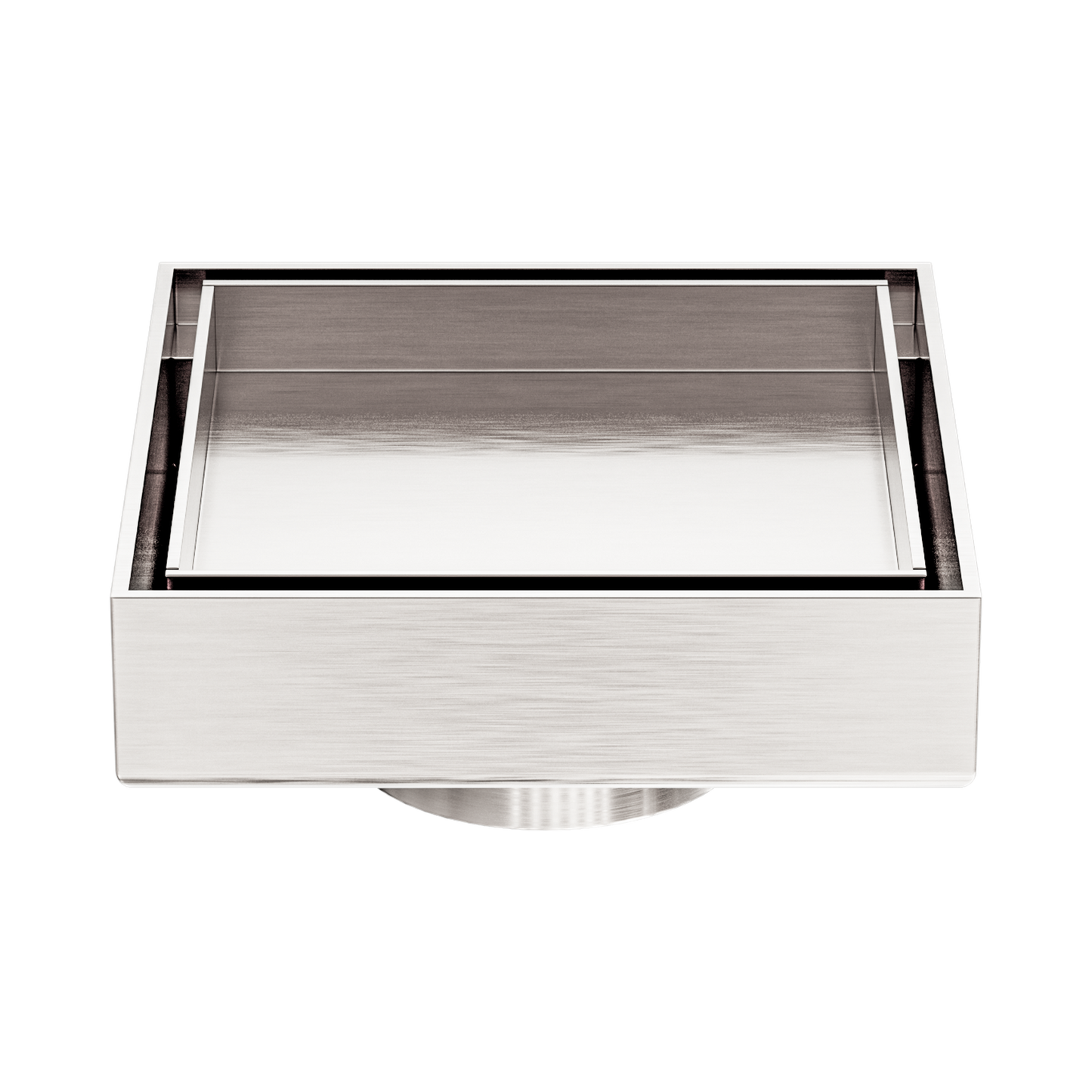 100mm Square Tile Insert Floor Waste 50mm Outlet Brushed Nickel