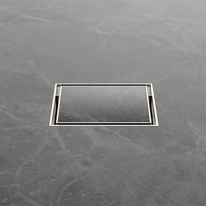 100mm Square Tile Insert Floor Waste 50mm Outlet Brushed Nickel