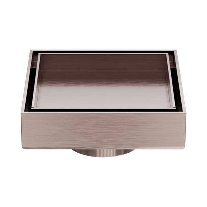 100mm Square Tile Insert Floor Waste 50mm Outlet Brushed Bronze