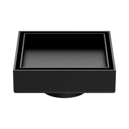 100mm Square Tile Insert Floor Waste 50mm Outlet Matte Black