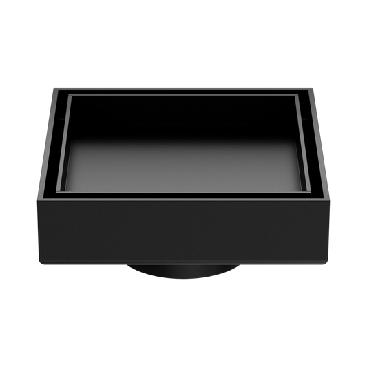 100mm Square Tile Insert Floor Waste 50mm Outlet Matte Black