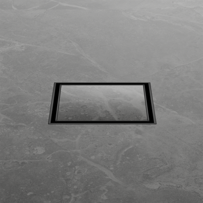 100mm Square Tile Insert Floor Waste 50mm Outlet Matte Black