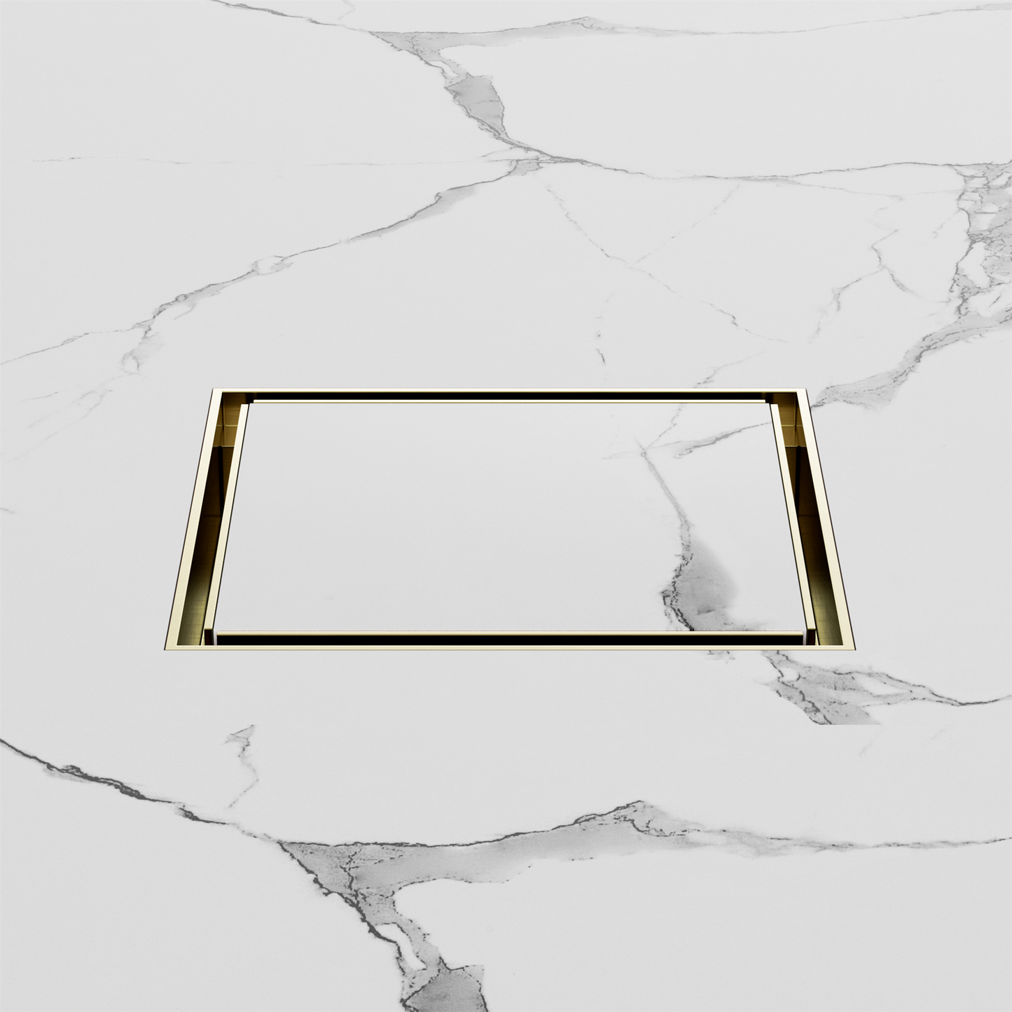 130mm Square Tile Insert Floor Waste 100mm Outlet Brushed Gold