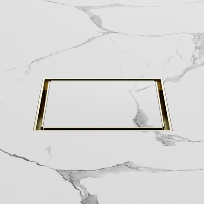 130mm Square Tile Insert Floor Waste 100mm Outlet Brushed Gold