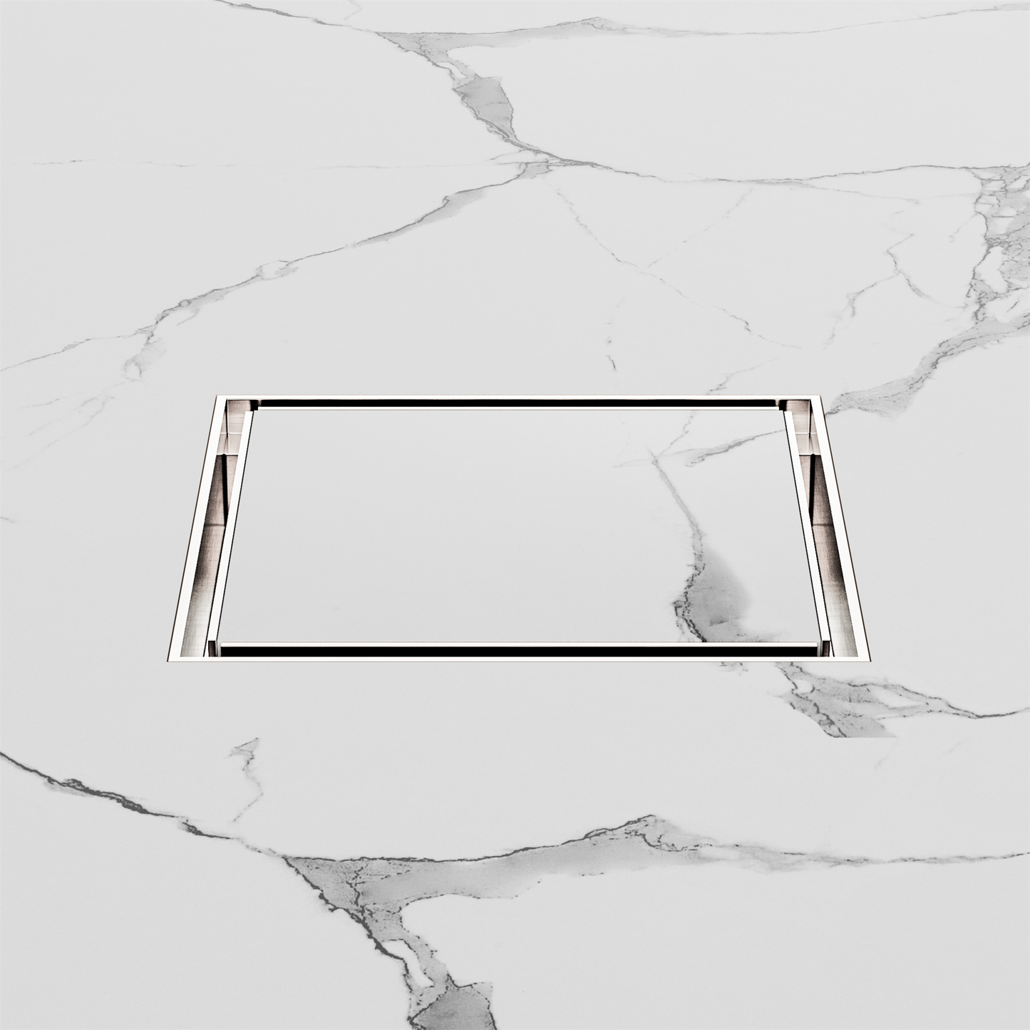 130mm Square Tile Insert Floor Waste 100mm Outlet Brushed Nickel