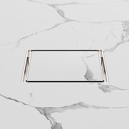 130mm Square Tile Insert Floor Waste 100mm Outlet Brushed Nickel