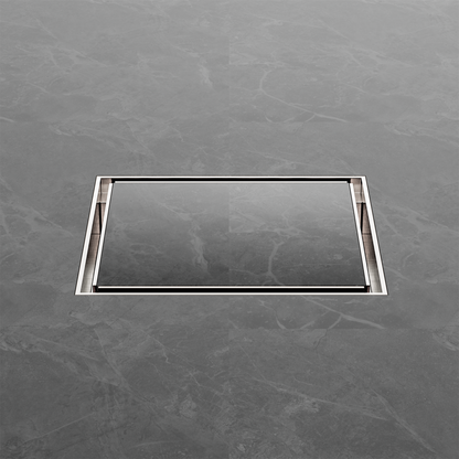 130mm Square Tile Insert Floor Waste 100mm Outlet Brushed Nickel
