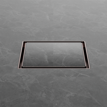 130mm Square Tile Insert Floor Waste 100mm Outlet Brushed Bronze