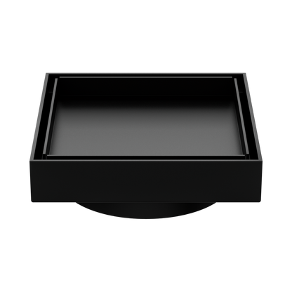 130mm Square Tile Insert Floor Waste 100mm Outlet Matte Black