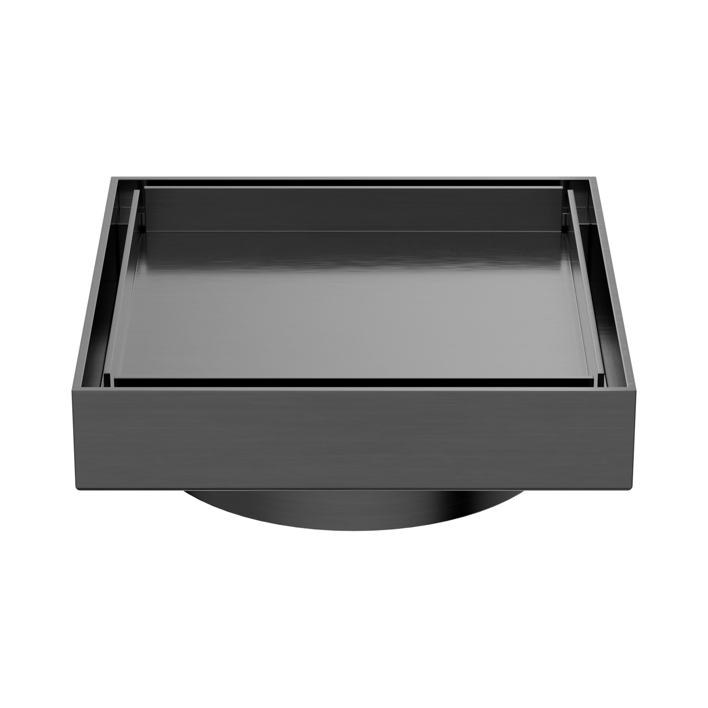 100mm Square Tile Insert Floor Waste 80mm Outlet Gun Metal