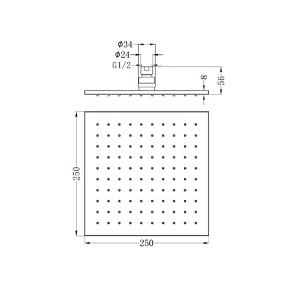 250MM Square Shower Head