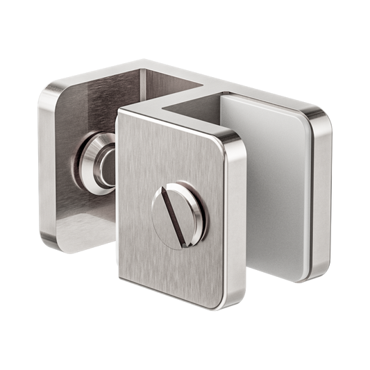 Over-Panel Glass To Glass Fitting 10mm Glass Brushed Nickel