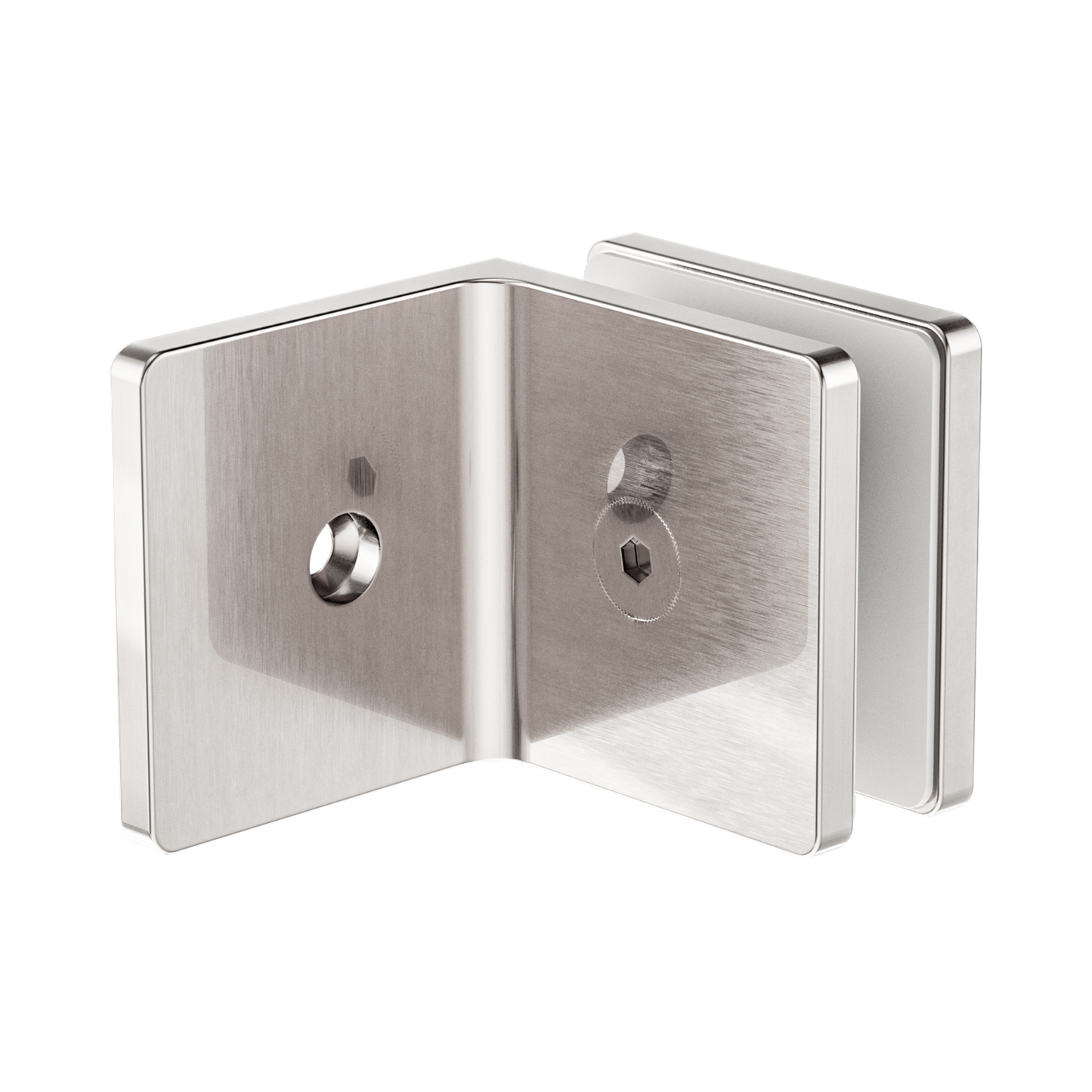 90 Degree Glass To Wall Bracket 10mm Glass Brushed Nickel