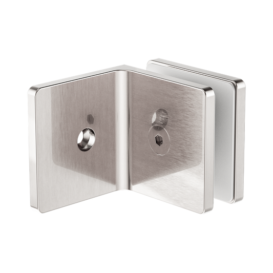 90 Degree Glass To Wall Bracket 10mm Glass Brushed Nickel