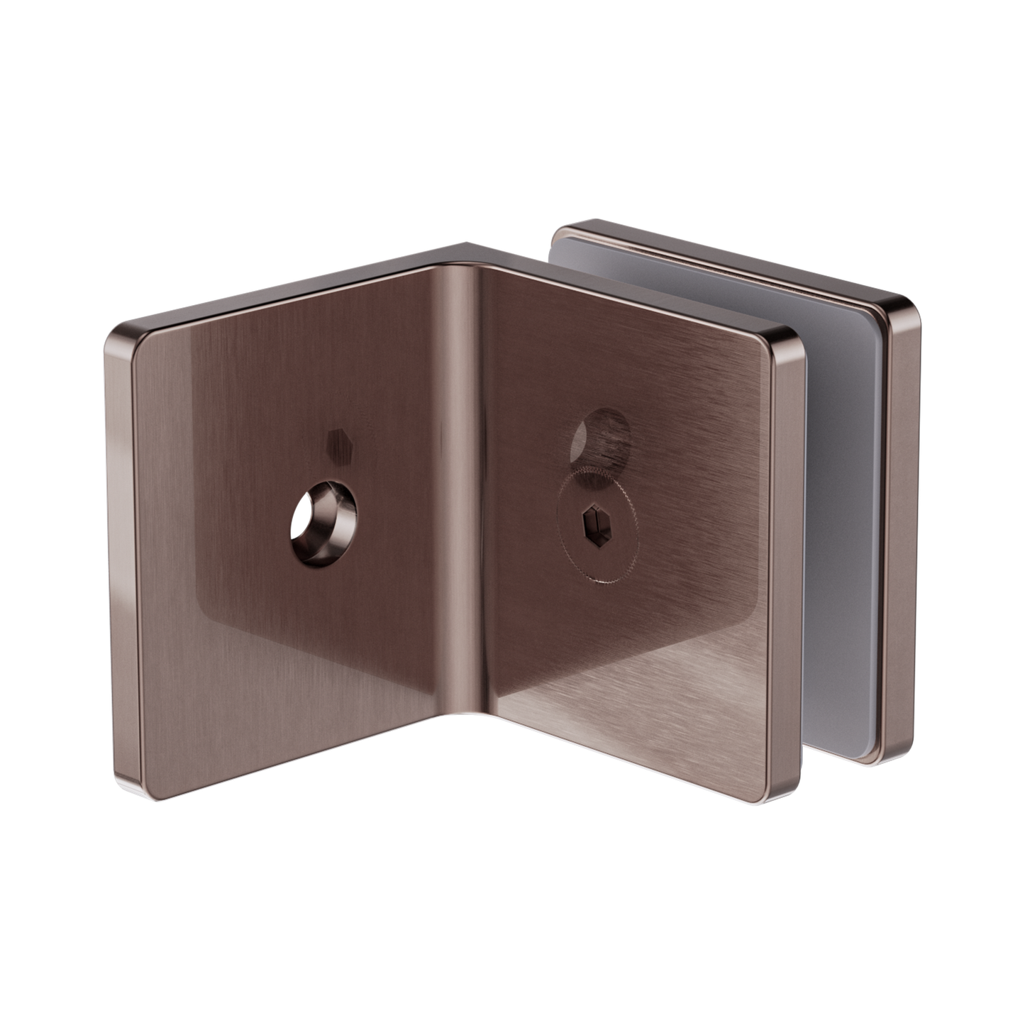90 Degree Glass To Wall Bracket 10mm Glass Brushed Bronze