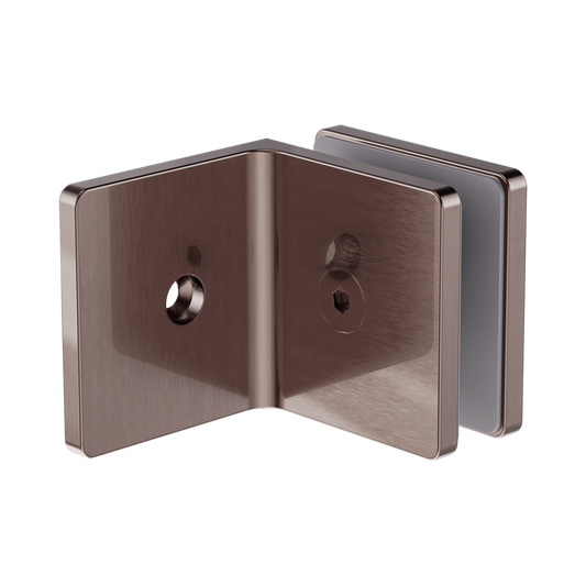 90 Degree Glass To Wall Bracket 10mm Glass Brushed Bronze