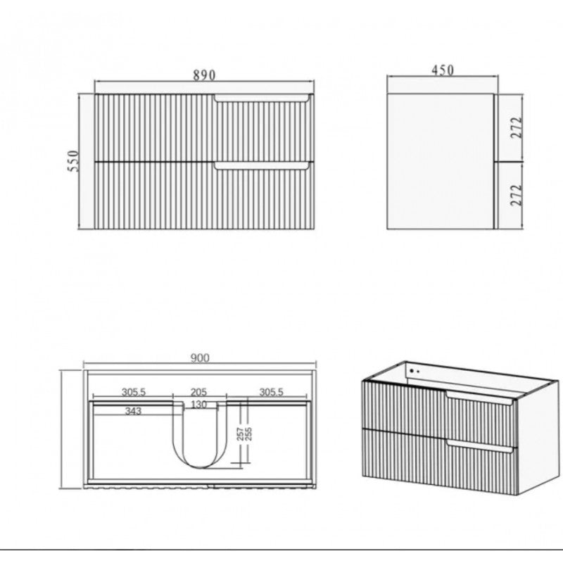 Otti Noosa  Wall Hung Vanity 900mm
