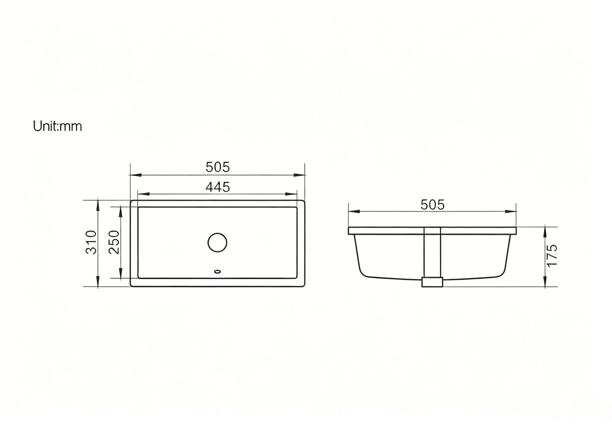 Nue 50 Undercounter Basin