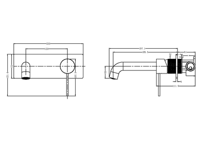 Nero Opal Wall Basin/Bath Mixer