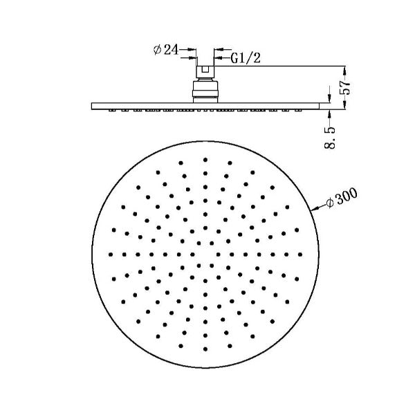 Nero 300mm Round  Shower Head