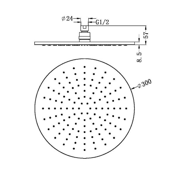 Nero 300mm Round  Shower Head Brushed  // NRROA1202BG