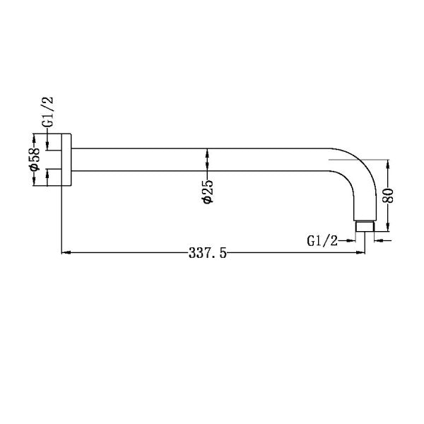 Nero Round Wall Shower Arm