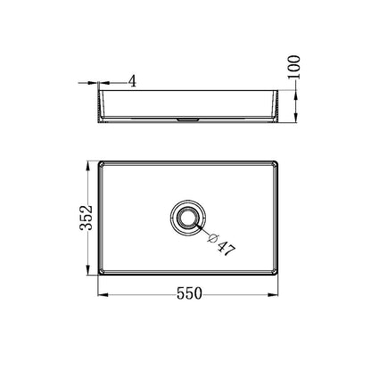 Nero Opal  Steel Basin Rectangular  NRB3555BN
