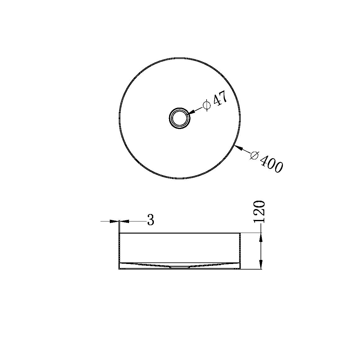 Nero Opal  Steel Basin Round Graphite NRB401rGR
