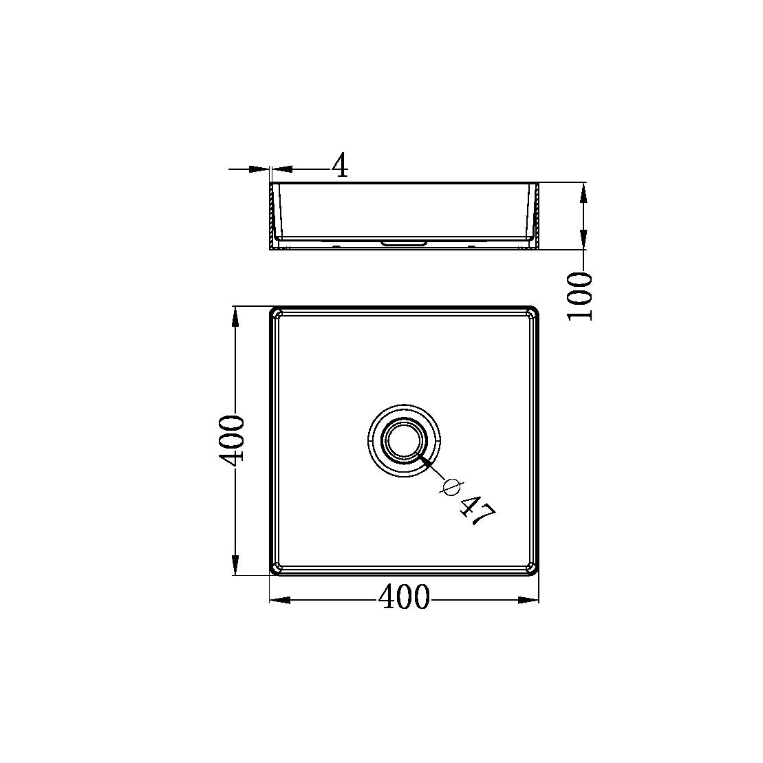 Nero Opal  Steel Basin Square  NRB401sBZ