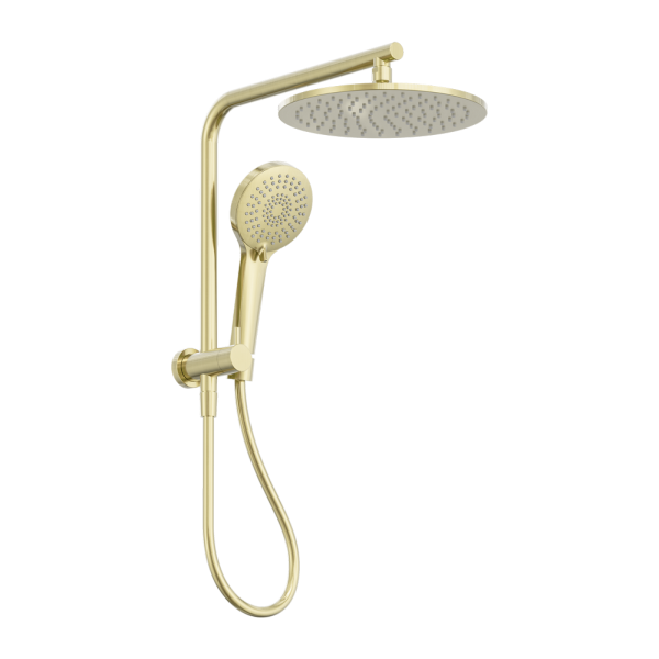 Mecca 2 in 1 Twin Short Shower, 250mm Overhead & Handset, Brushed