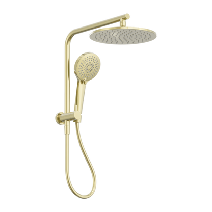Mecca 2 in 1 Twin Short Shower, 250mm Overhead & Handset, Brushed