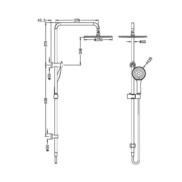 Nero Mecca Combination Overhead and Handshower on Column  / NR250805aMB