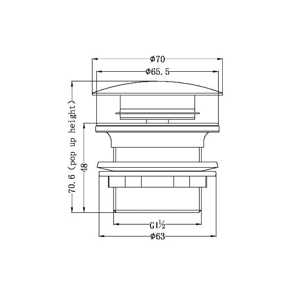 Vogue NRA707BN  Domed Pull Out Bath Waste No Overflow 40mm