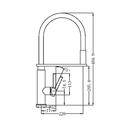 Nero Rit Sink Mixer with Pull Down Spray,  /  NR221707CH