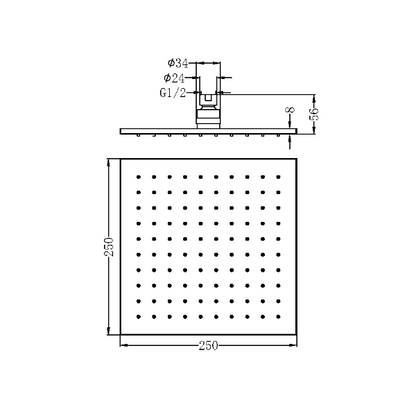 Nero 250mm Square  Shower Head  // NRROB1003MB