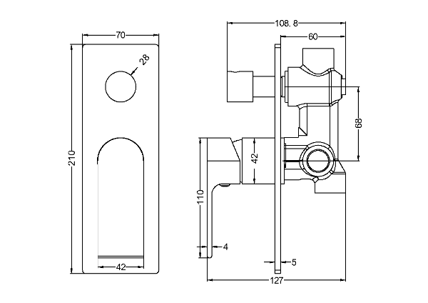 Nero Bianca Shower / Bath Mixer with Diverter