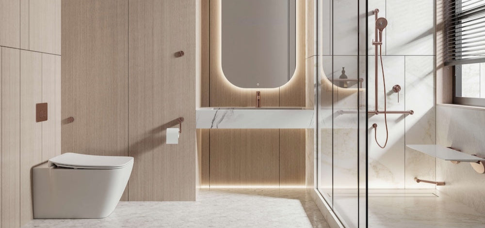 Nero Mecca Care 32mm T Bar Grab Rail And Adjustable Shower Set 1100X750mm