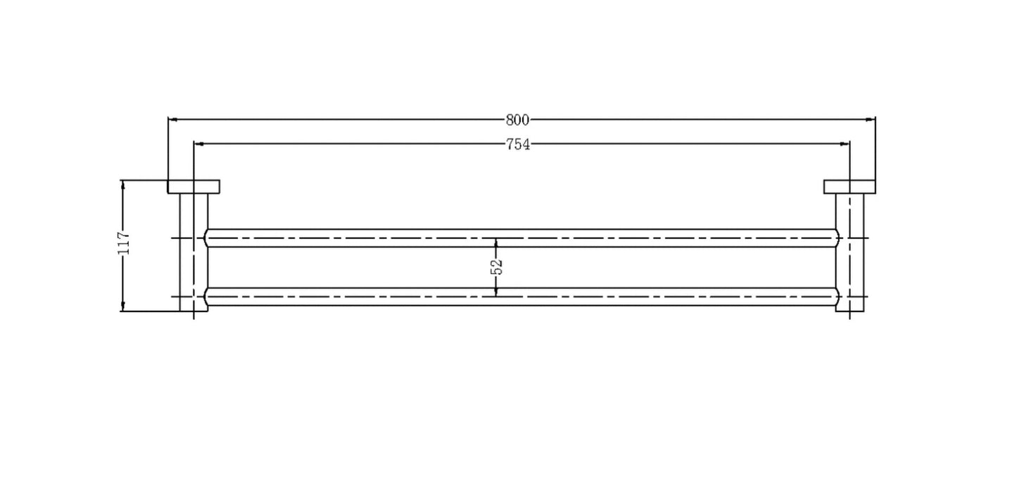 Nero Mecca Double Towel Rail 800mm  Grey / NR1930dGM