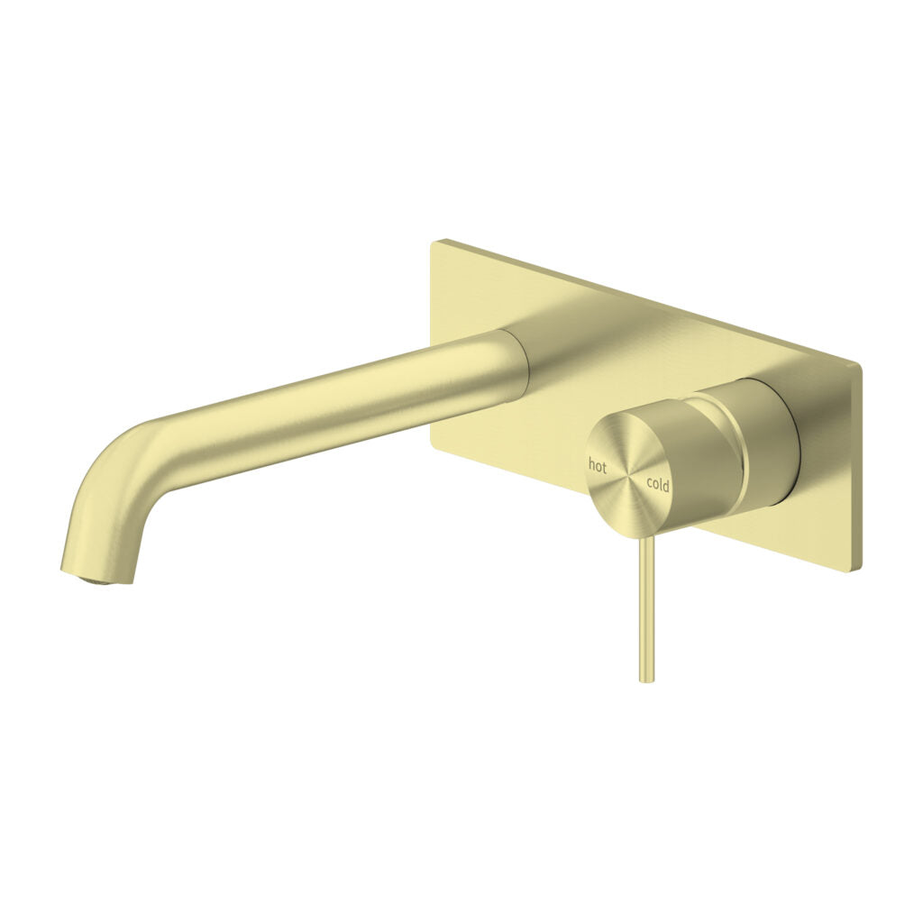 Nero Mecca Wall Basin/Bath Mixer Set With Back Plate Brushed