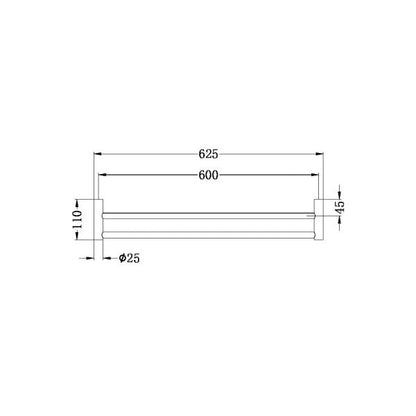 Nero New Mecca 600mm Double Towel Rail